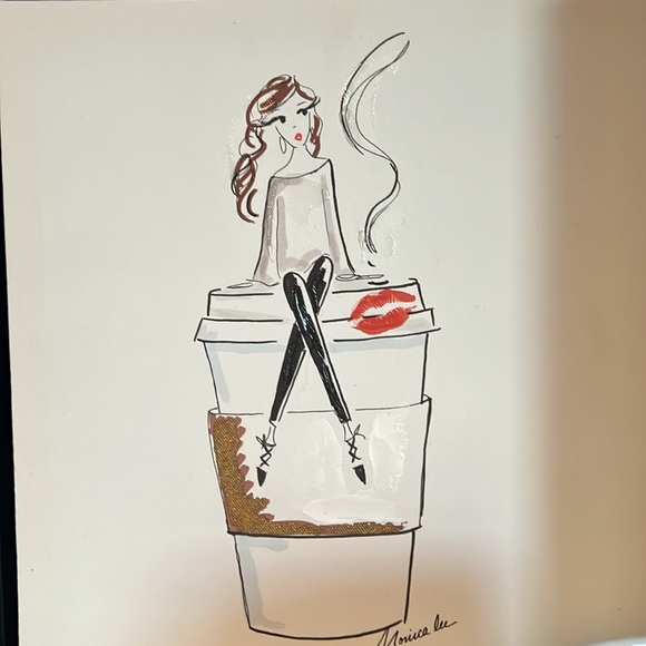 Monica Lee girl loves coffee wall art. - Picture 2 of 4